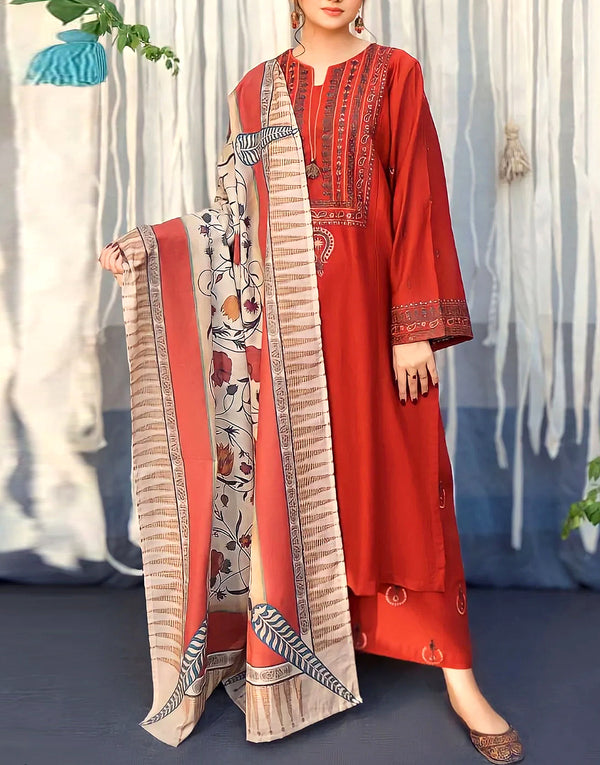 Elegant Sequins Embroidered Lawn Suit with Diamond Organza Dupatta