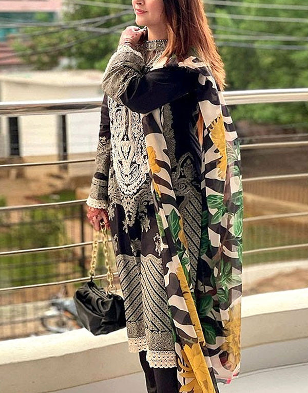 Embroidered Lawn Suit with Chiffon Dupatta