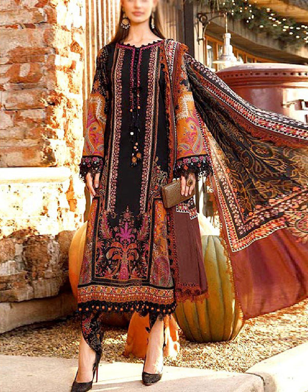Adorable Embroidered Black Lawn Dress with Chiffon Dupatta