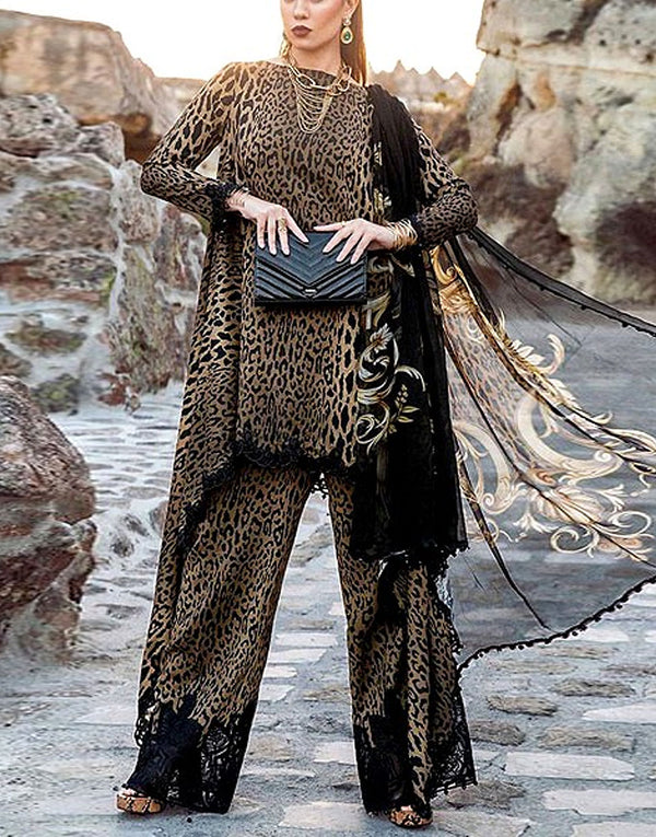 All-Over Digital Print Embroidered Lawn Dress with Silk Dupatta