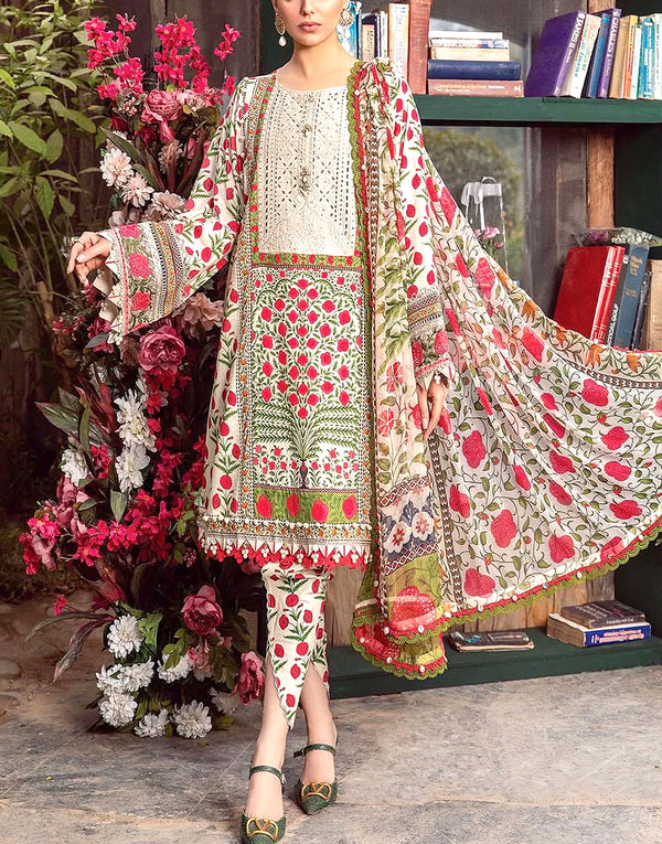 Heavy Schiffli Embroidered EID Lawn Dress with Chiffon Dupatta