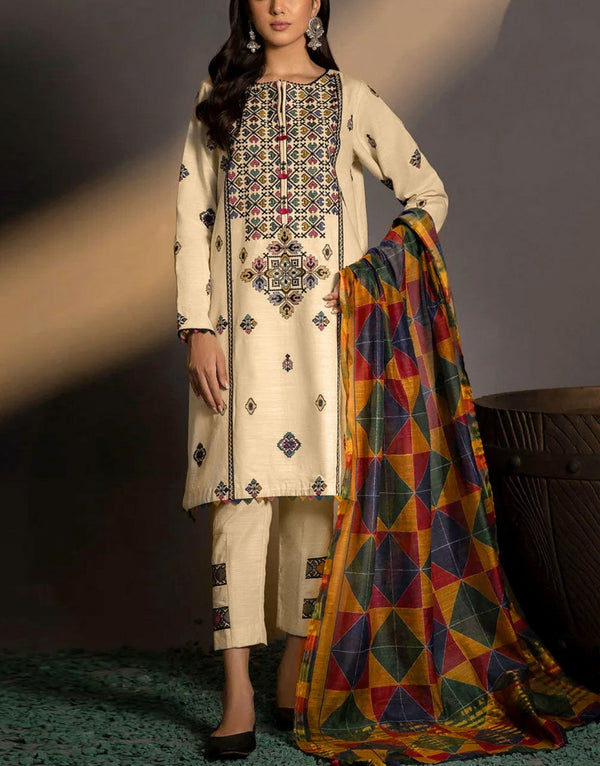 Heavy Embroidered Lawn Suit with Digital Print Diamond Dupatta