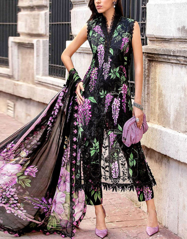 All-Over Print Schiffli Embroidered Lawn Dress with Chiffon Dupatta