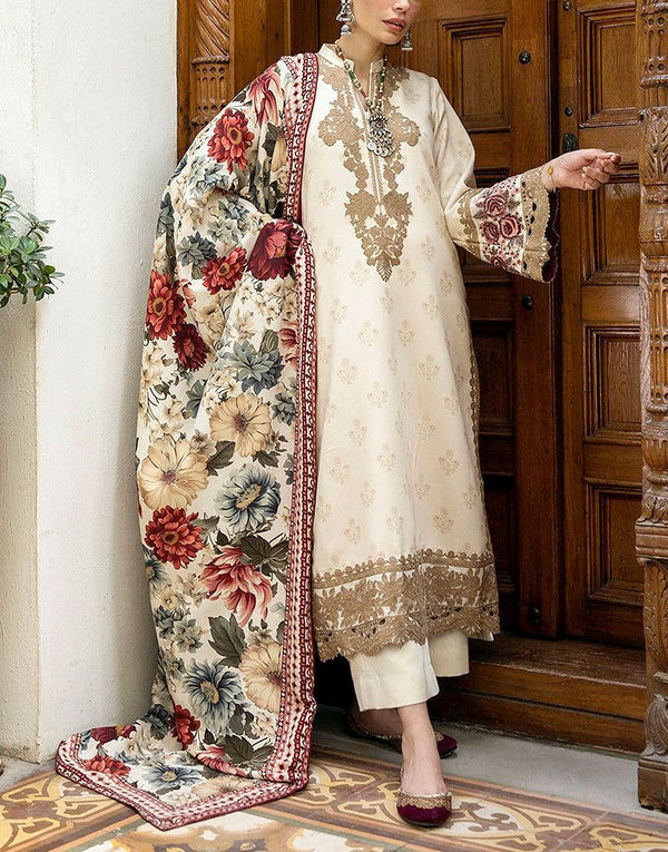 All-Over Print Embroidered Lawn Dress with Chiffon Dupatta