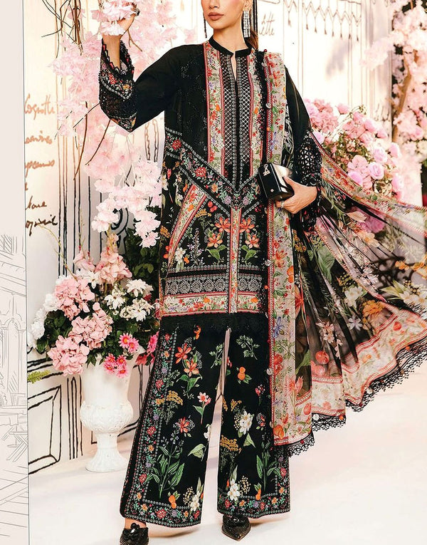 All-Over Print Embroidered Lawn Dress with Chiffon Dupatta