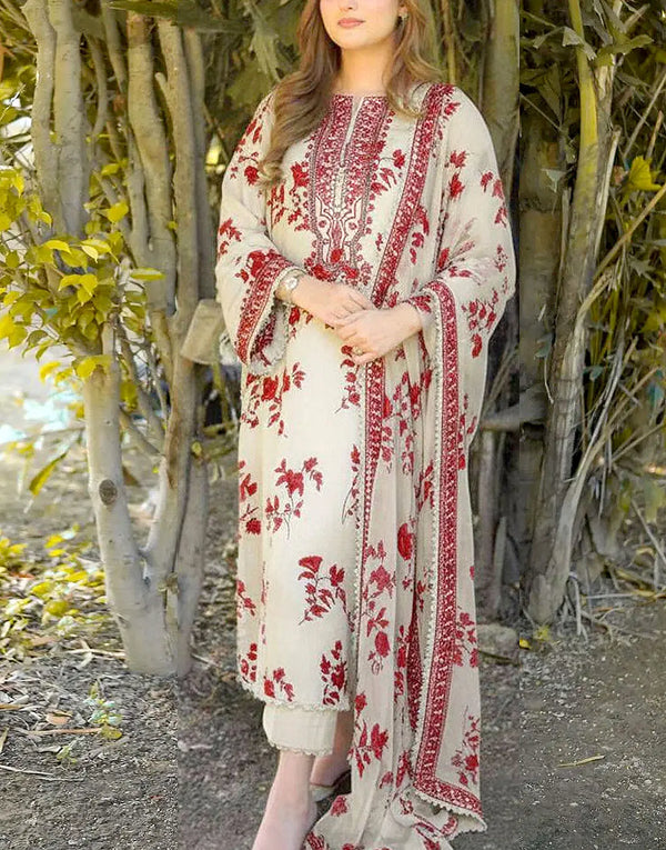 Aneela's All-Over Print 9mm Sequins Embroidered Lawn Dress with 4-Side Emb. Chiffon Dupatta