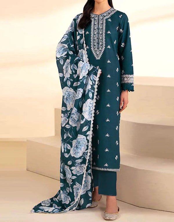 Stylish Embroidered Zinc Linen Dress for Winter Season