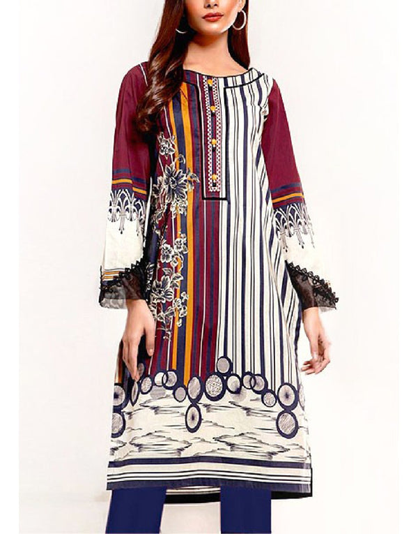 Embroidered Linen Dress with Linen Dupatta