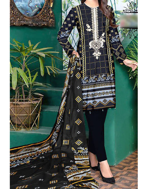Elegant Sequins Embroidered Linen Dress with Linen Dupatta