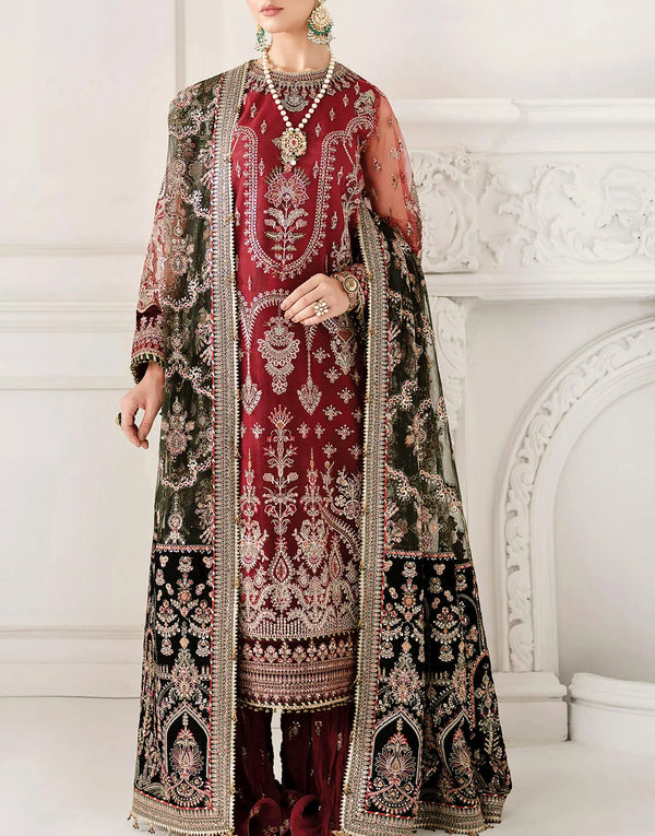 Glamorous Heavy Embroidered Net Bridal Dress with Emb. Net Dupatta
