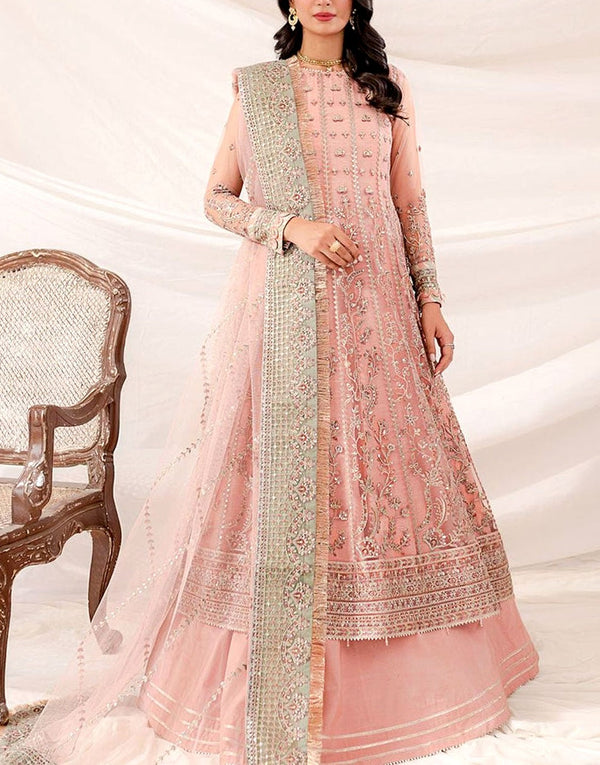 Luxury Embroidered with Handwork NET Bridal Maxi Dress with Net Dupatta