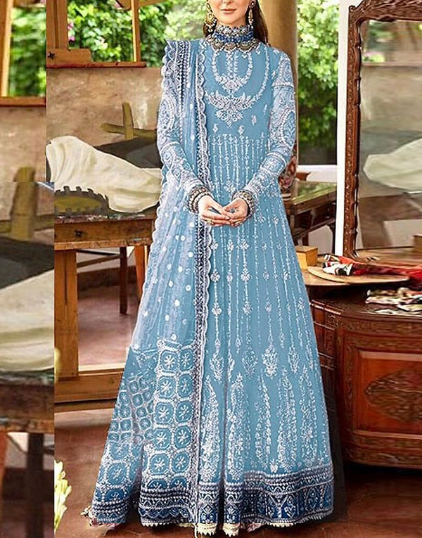 Luxury Handwork Heavy Embroidered Net Bridal Maxi Dress