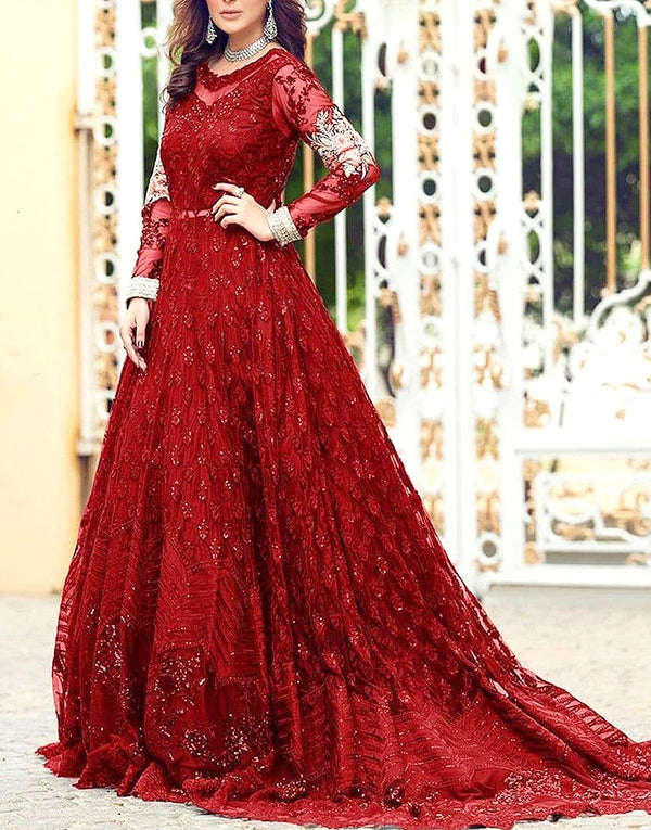 Handwork Heavy Embroidered Net Bridal Maxi Dress
