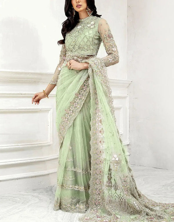 Heavy Embroidered Net Saree with Inner