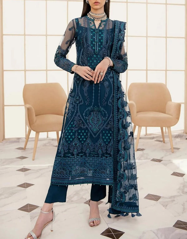 Heavy Embroidered Formal Net Wedding Dress