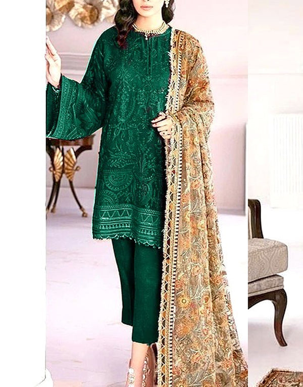 Heavy Embroidered Organza Party Wear Dress