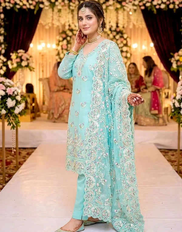Formal Embroidered Organza Party Wear Dress Design 2026