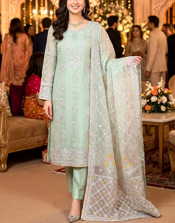 Formal Heavy Embroidered Organza Wedding Wear Dress Design 2026