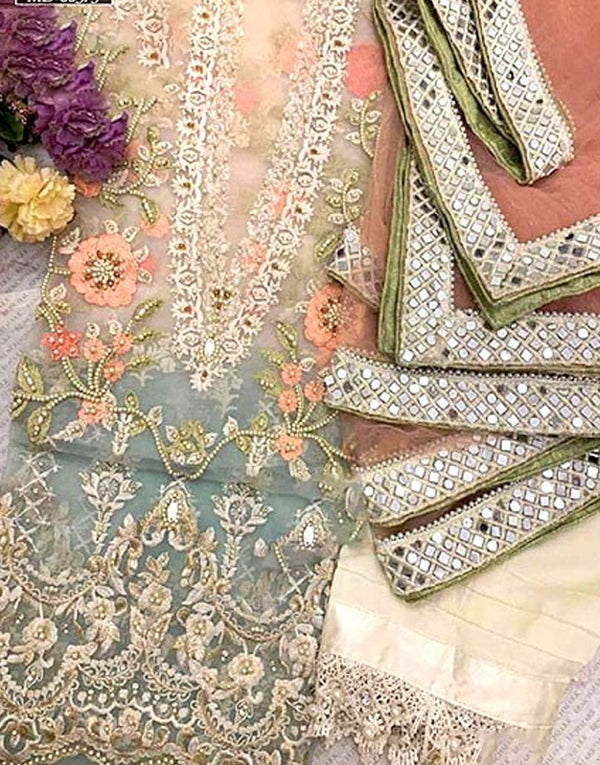 Luxury Handwork Heavy Embroidered Organza Party Wear Dress