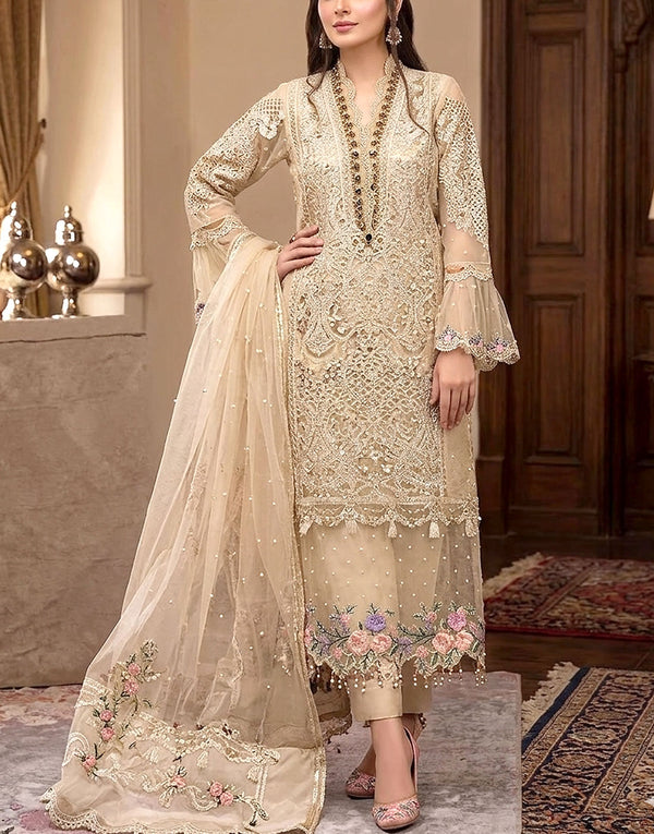 Luxury Heavy Embroidered Organza Wedding Dress with NET Dupatta
