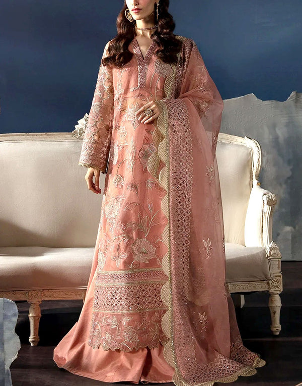 Luxury Embroidered Organza Wedding Dress with Silk Trouser