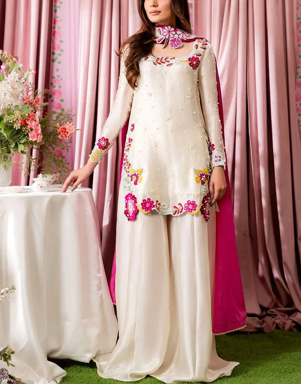 Fancy Embroidered Silk Party Wear Dress for Girls