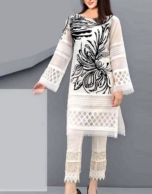Handwork Embroidered Tissue Party Dress with Inner