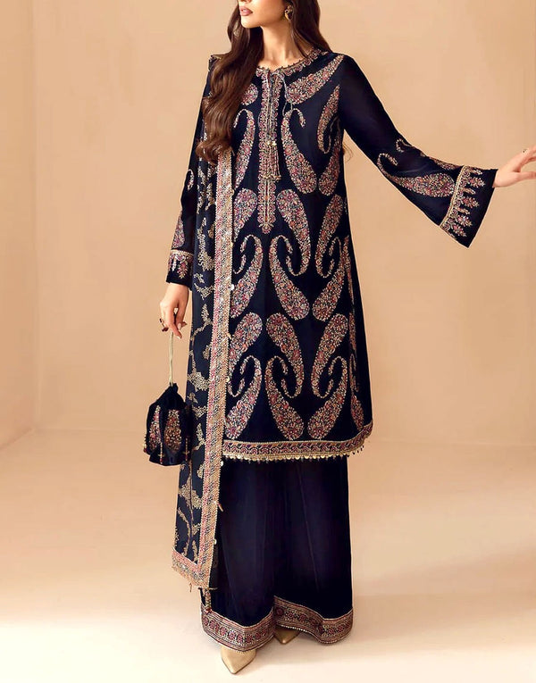 Luxury Heavy Embroidered Velvet Dress with Emb. Chiffon Dupatta