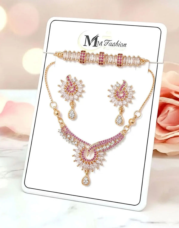 Adorable Fashion Necklace Set for Girls with Earrings & Bracelet