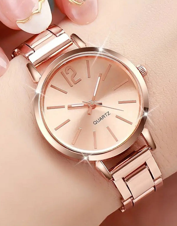 Fashionable Women's Analog Dial Quartz Watch - Rose Gold