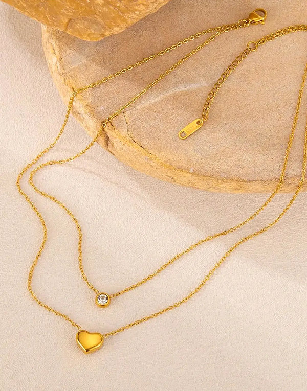 Gold Plated Stainless Steel Heart Shape Necklace for Girls