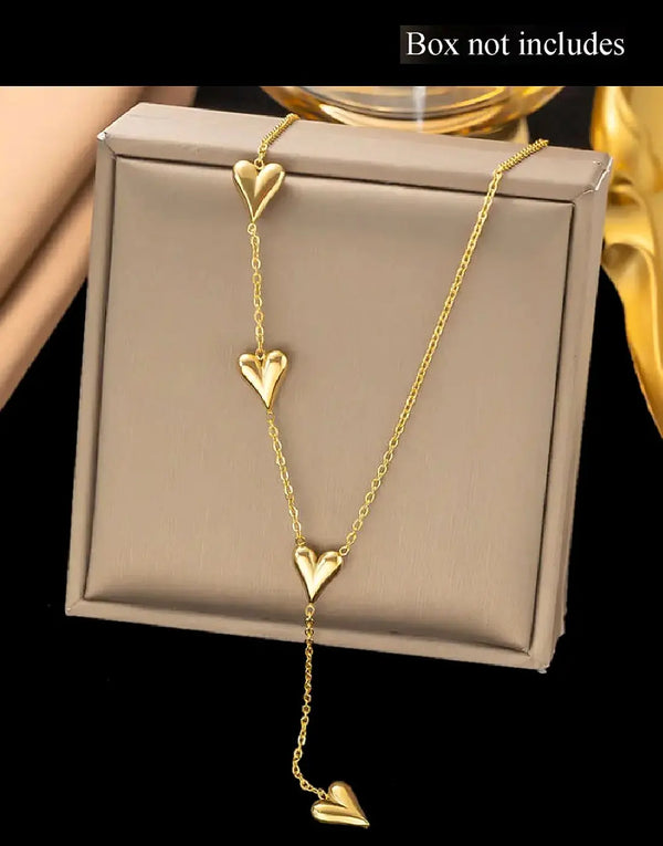 Gold Plated Stainless Steel Heart Charm Necklace for Girls