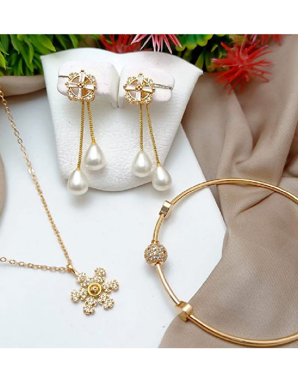 Gold Plated Combo Jewelry Set with Kara Bracelet