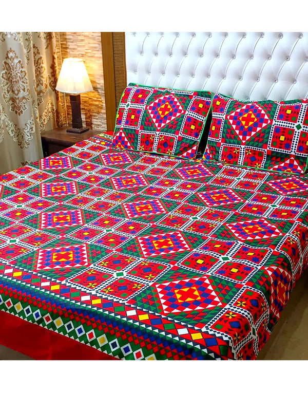 China Cotton King Size Bed Sheet Set with 2 Pillow Covers