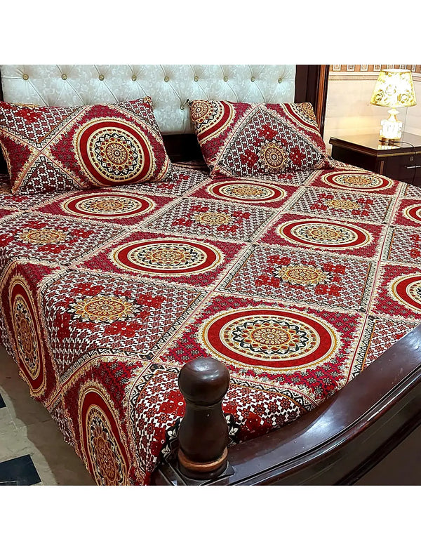 China Cotton King Size Bed Sheet Set with 2 Pillow Covers