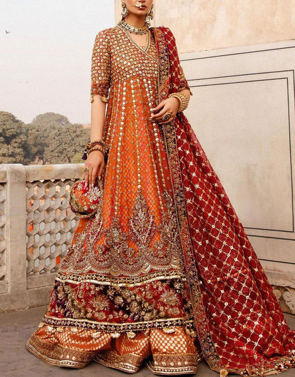 Maria B Luxury Angrakha Style Organza Bridal Dress | Manar EX-147