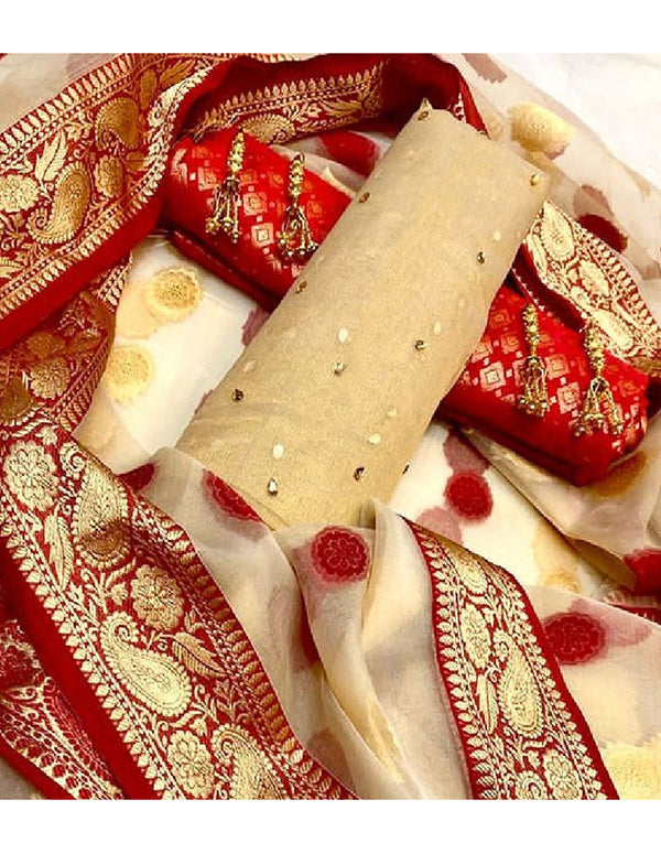 Banarsi Style Masoori Dress with Organza Jacquard Dupatta
