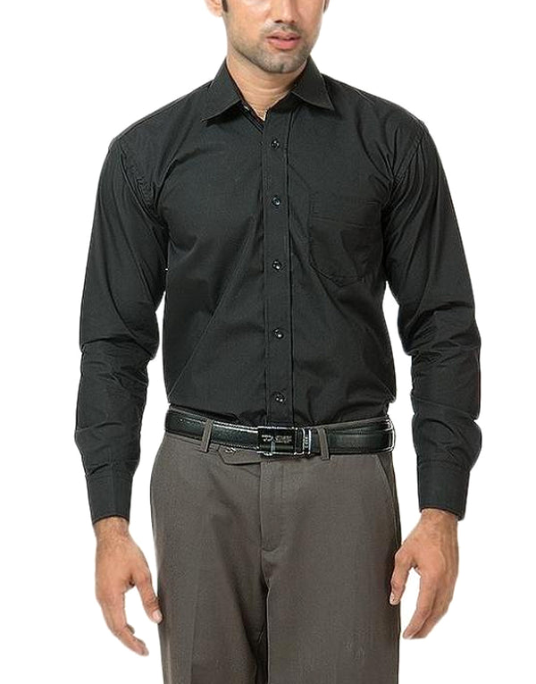 Men's Black Regular Fit Plain Shirt