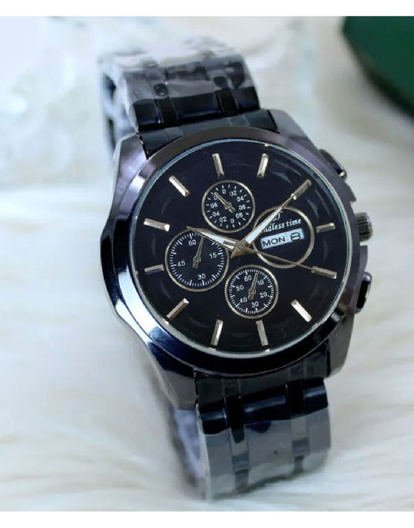Endless Time Men's Day & Date Chain Watch - Black