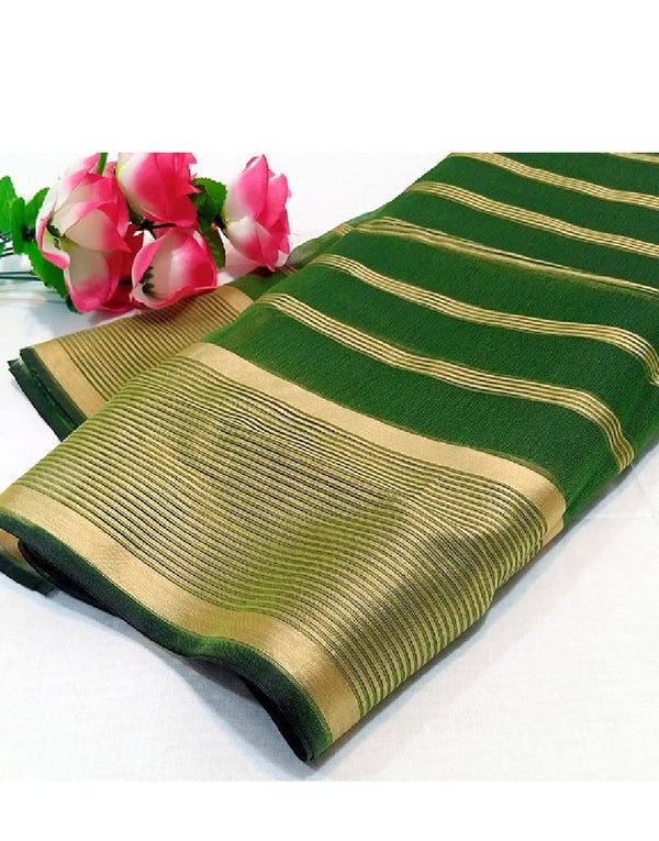 Lining Printed Organza Dupatta - Green