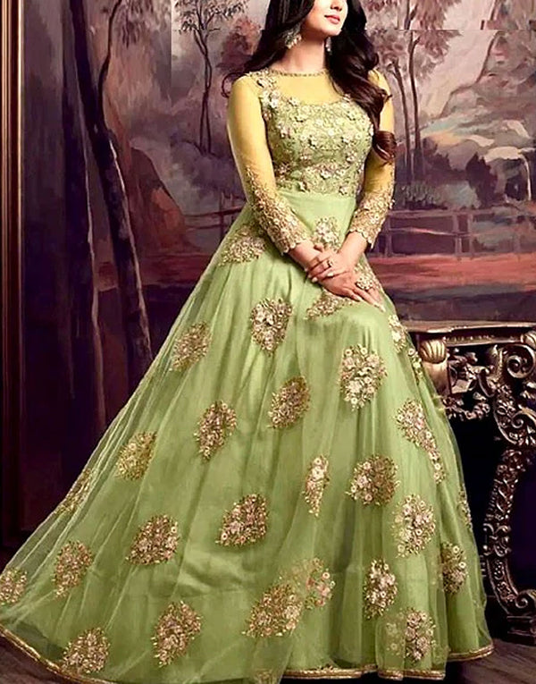Readymade 2-Piece Embroidered Organza Maxi Dress