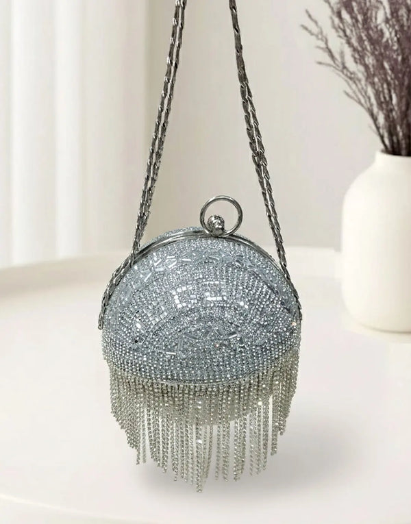Sparkling Ball-Shaped Clutch Purse for Weddings & Dinners