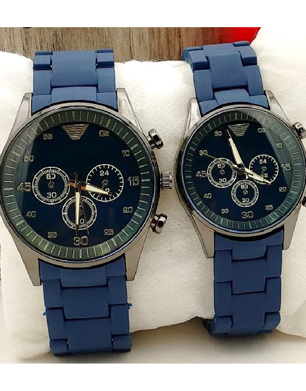 Pack of 2 Stylish Rubber Chain Watch for Couple