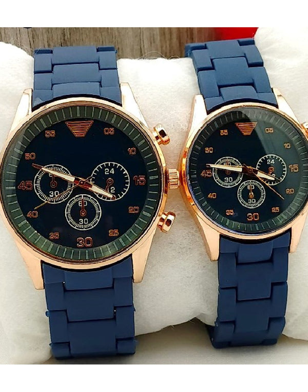 Pair of 2 Stylish Rubber Chain Watch for Couple