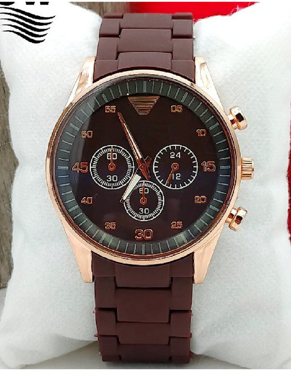 Stylish Rubber Chain Watch for Men - Brown