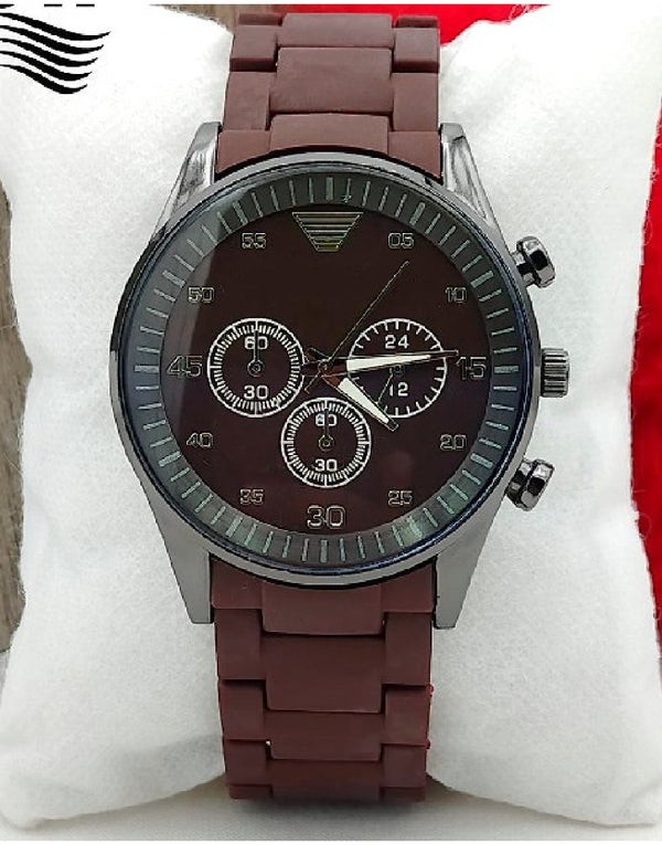 Stylish Rubber Chain Watch for Men - Brown