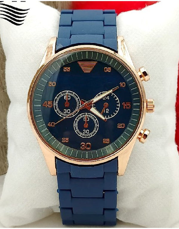 Stylish Rubber Chain Watch for Men - Blue