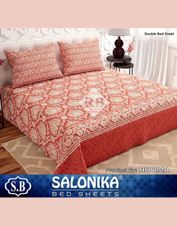 Salonika 3-Piece Mix Cotton King Size Bedsheet with Pillow Covers