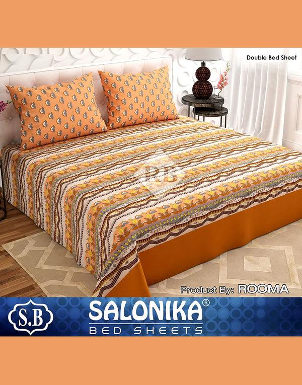 Salonika 3-Piece Mix Cotton King Size Bedsheet with Pillow Covers