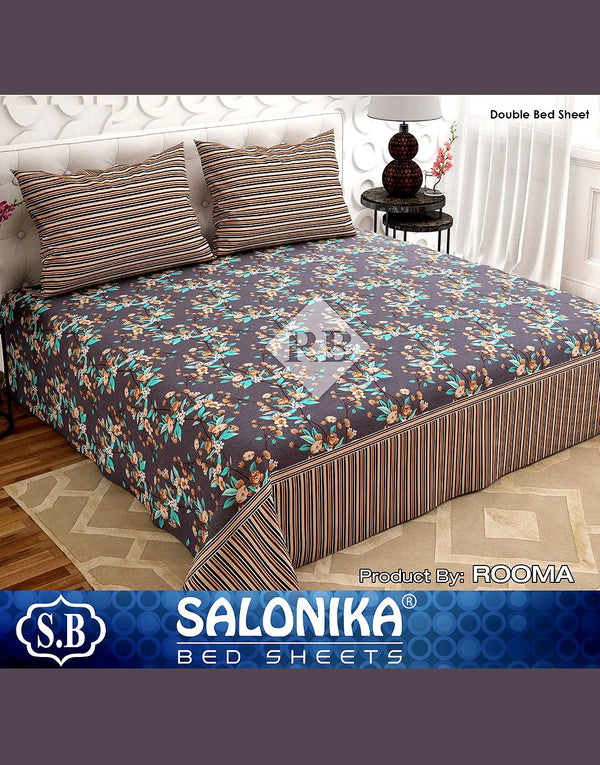 Salonika 3-Piece Mix Cotton King Size Bedsheet with Pillow Covers